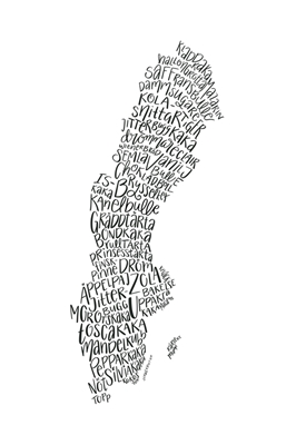 Sweden Map Fika Black&White