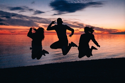 Silhouetten bij zonsondergang