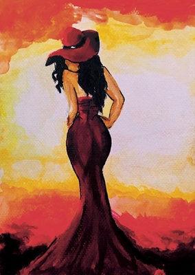 Lady in Red Painting