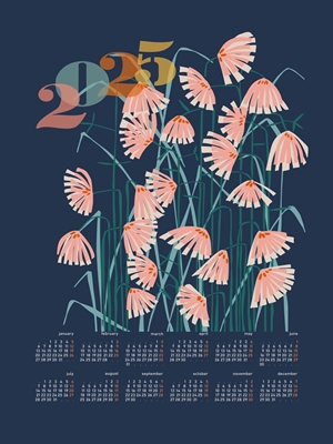 Calendário 2025 Flores de linogravura