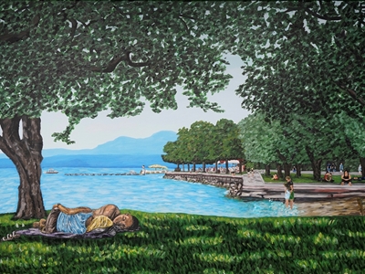 Pausa sotto gli alberi sul Lago di Garda