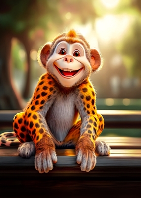 Happy leopard patterned monkey