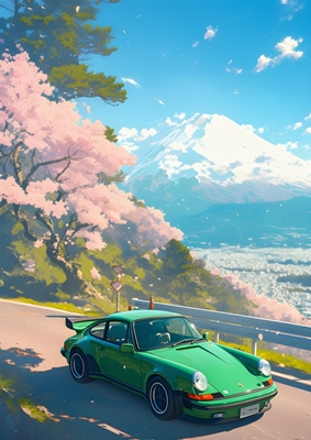 Arte Vintage Porsche 911 Japão