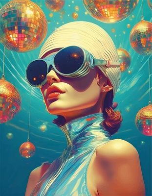 Woman with disco balls