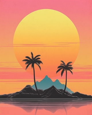 Por do sol tropical em um tranquilo 