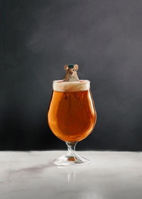 Mouse in a beer glass