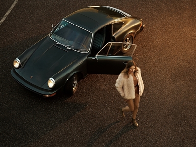 Woman with Porsche