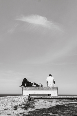 Resting on a bench in the sun