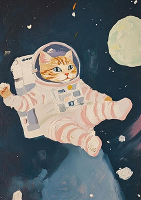 Katze austronaut meme blau mån