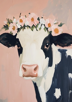 Cow meme flower drone pink