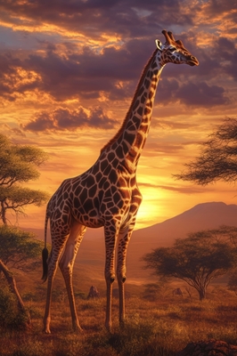 Giraffe in the Golden Dusk