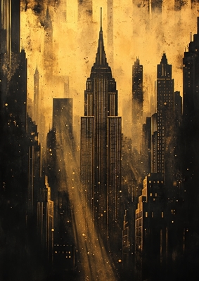 Art Déco Guld Skyline New York