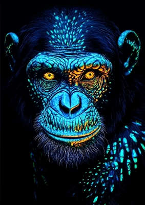 Chimpanzee neon blue