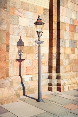 Vintage lamppost with shadow