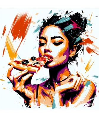 Mujer con pizza