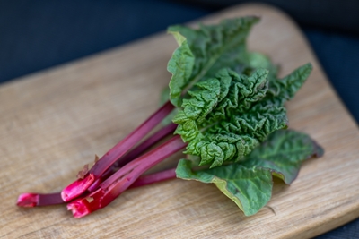  Rhubarb on wooden tray