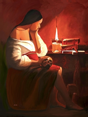 Magdalene with smoking flame