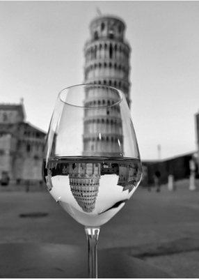 Vino frente a la torre de Pisa