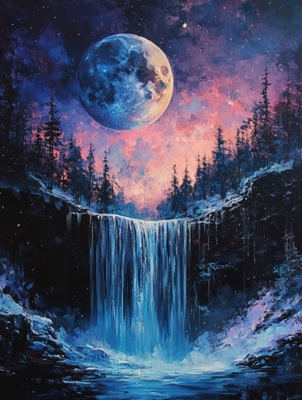 Moonlit Falls in a Dreamscape