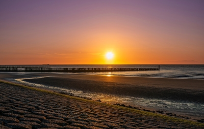 Solnedgang på stranden