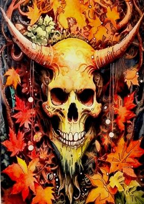 Skull in autumn clothing.