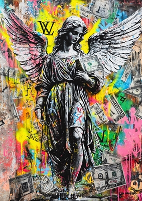 Arte de graffiti Angel Money