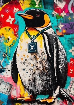 Arte de graffiti Pingüino Dinero