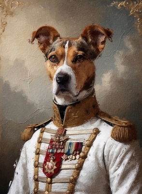 Regal Dog in Military Attire