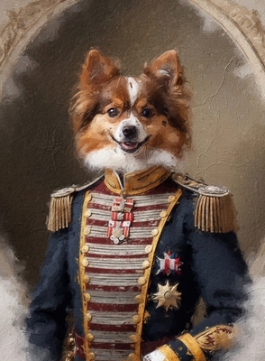 Královský papillon v uniformě