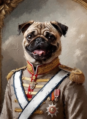 Majestic Pug in Royal Attire