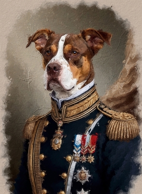 Majestueuze Pitbull in Uniform