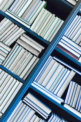 blauwe boekenplank