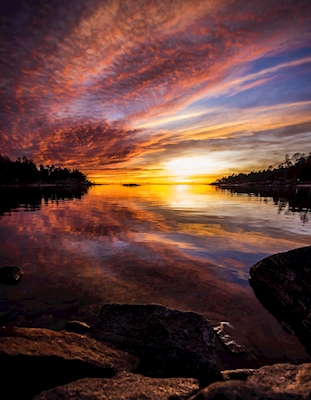 Západ slunce u jezera Vänern