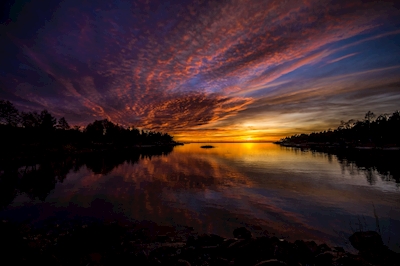 Auringonlasku Vänern-järven yllä