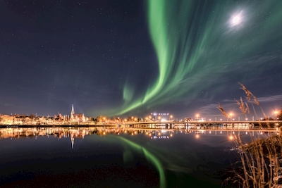 Northern Lights over Umeå City