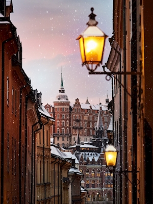 Winter in de oude stad