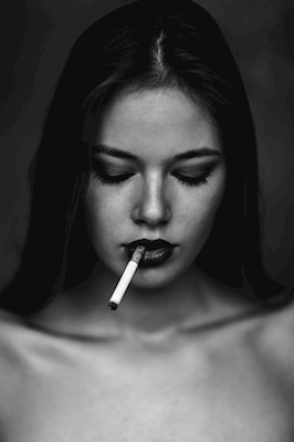 young model with cigarette