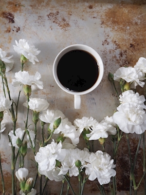 Coffee with carnations