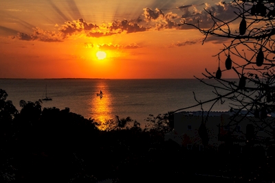 Zonsondergang bij Zanzibar