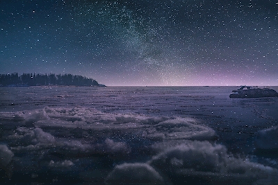 Milky way at the frozen sea
