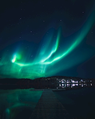 Aurora boreal sobre Dorotea