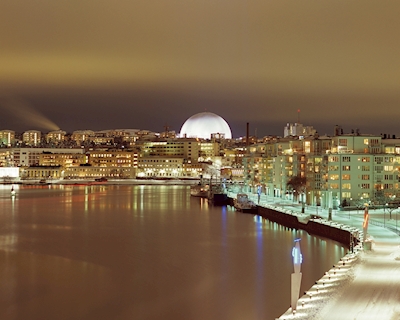 De nacht van de winter in Stockholm