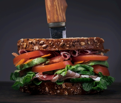 Sandwich with a knife