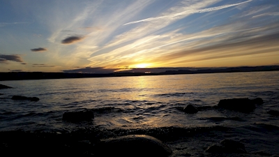zonsondergang bij de fjord