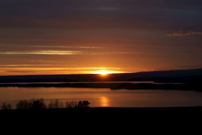 Západ slunce nad jezerem Storsjön