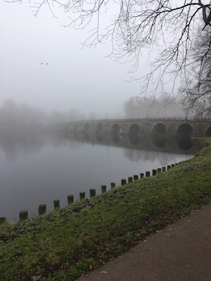 Neblina na ponte de pedra