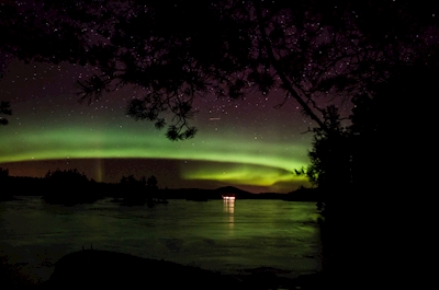 L'aurora boreale su Gösjön