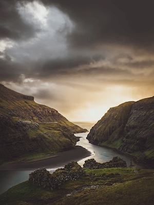 Sunset in Saksun Faroe Islands