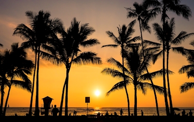 De zonsondergang van Honolulu
