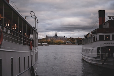 Between the ships in Stockholm